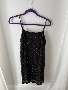 NWT AllSaints Black Beaded Slip Mini Dress